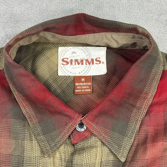 SIMMS Fishing Hunting Plaid Flannel Shirt Mens M Soft Lumberjack Lightweight - Picture 3 of 7